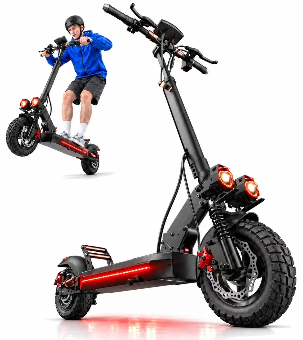 61IeP_kPddL Off Road Electric Scooter, 1200W All Terrain Commute with Bluetooth Music - Image 1
