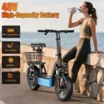 Electric Scooter with Seat, 1000W Peak Motor, 35-Mile Range, 14" Tires, 48V Battery & Basket - Image 4