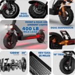 Off Road Electric Scooter Adults, E-Scooter with Max 400LB Weight Capacity - Image 3