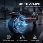 Electric Scooter for Adults, 1600W Peak Motor, 30 MPH, 35–45 Mile Range, 10" Off-Road Tires - Image 3