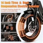 Electric Scooter with Seat, 1000W Peak Motor, 35-Mile Range, 14" Tires, 48V Battery & Basket - Image 3