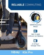Hiboy KS4 Pro Electric Scooter, 750W Peak Motor, 19 MPH, 25-Mile Range, 10" Tires - Image 4