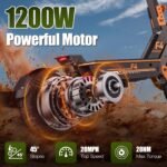 F4 Electric Scooter, 1200W Motor, 28 MPH, Up to 34 Miles, Dual Suspension & All-Terrain Tires - Image 3