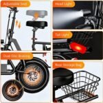 Electric Scooter with Seat, 1000W Peak Motor, 35-Mile Range, 14" Tires, 48V Battery & Basket - Image 5