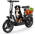 Electric Scooter with Seat, 1000W Peak Motor, 25 MPH, 35-Mile Range, 14" Tires & Basket