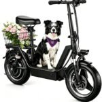 Electric Scooter with Seat, 1000W Peak Motor, 25 MPH, 25–30 Mile Range, 14" Tires & Basket
