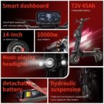T90 Pro Electric Scooter, Dual Motor, 72V Removable Battery, 65-Mile Range, 14" Off-Road Tires - Image 2